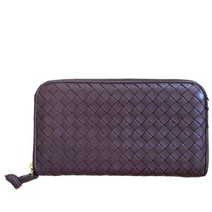 Bottega Veneta Mauve Intrecciato Weave Zip Around Continental Wallet